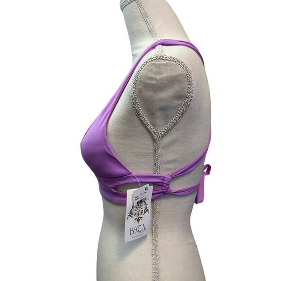Becca by Rebecca Virtue Orchid Color Code Split Strap Halter Swim Top Size Small - Picture 5 of 6